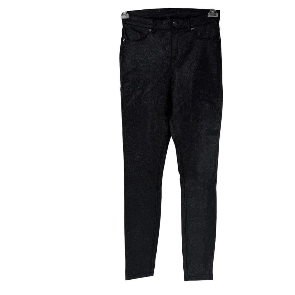 HUE Jeggings Black Glitter Skinny Sparkle Size S 4 / 6 New Super Stretchy Pants